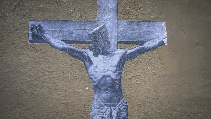 Enigmática obra mural de un Cristo aparece en la basílica Santa Maria del Pi de Barcelona