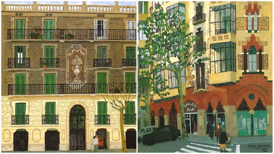 Pinturas modernistas de Núria Llimona, rescatan las fachadas originales del  Eixample