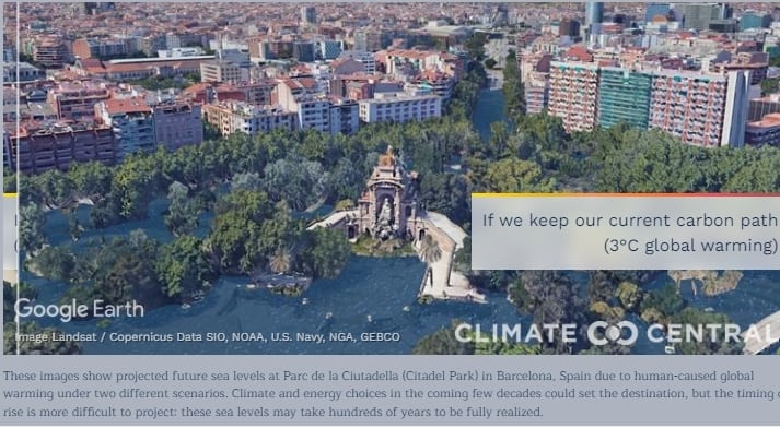 Barcelona bajo el agua: la impactante simulación del cambio climático